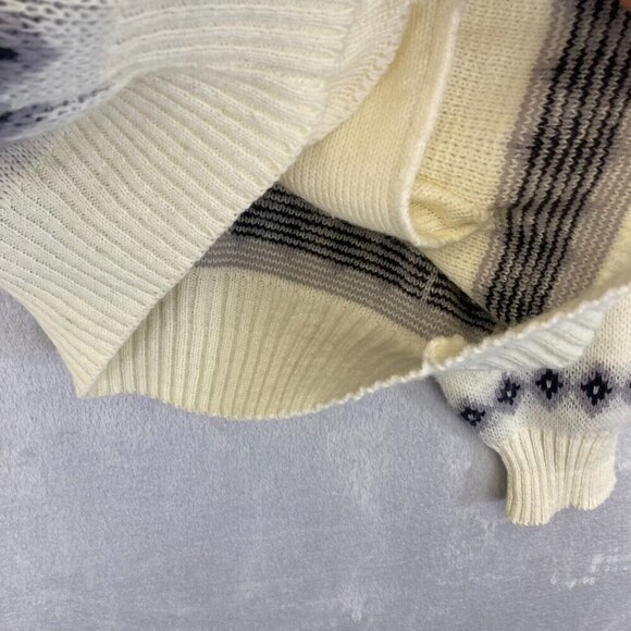 Scandia Woods Full Zip Cardigan Sweater Mens Large L Nordic Deer Knit White VTG - Picture 10 of 11